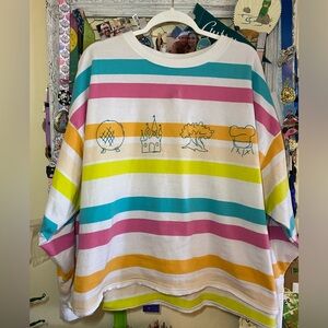 Disney Inspired Park Icon Embroidered Oversized Long Sleeve Top Women XL